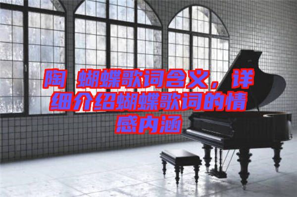 陶喆蝴蝶歌詞含義，詳細(xì)介紹蝴蝶歌詞的情感內(nèi)涵