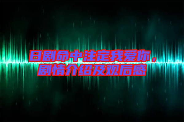 日劇命中注定我愛你，劇情介紹及觀后感