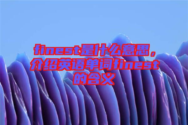 finest是什么意思，介紹英語單詞finest的含義