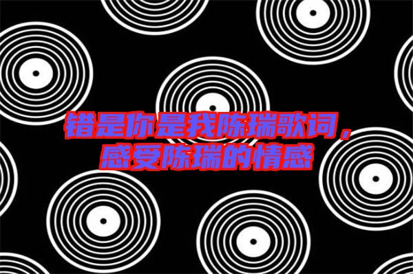 錯是你是我陳瑞歌詞，感受陳瑞的情感