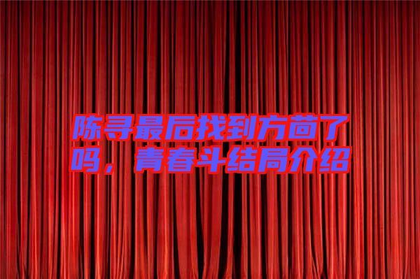 陳尋最后找到方茴了嗎，青春斗結(jié)局介紹