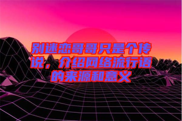 別迷戀哥哥只是個(gè)傳說，介紹網(wǎng)絡(luò)流行語的來源和意義