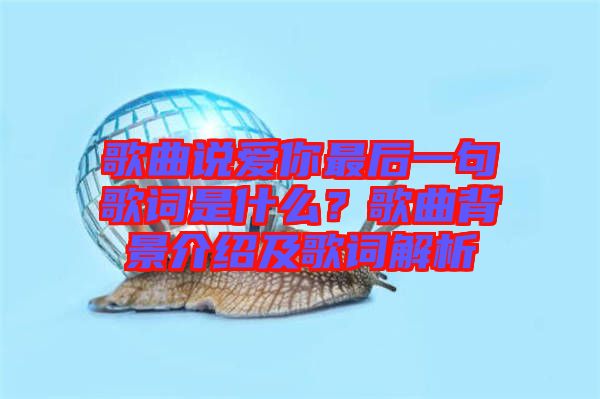 歌曲說愛你最后一句歌詞是什么？歌曲背景介紹及歌詞解析
