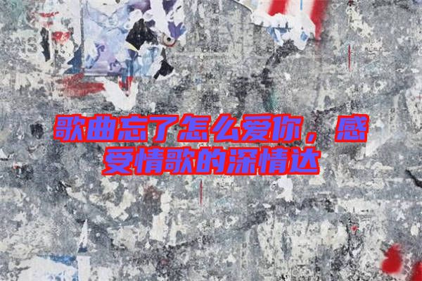 歌曲忘了怎么愛(ài)你，感受情歌的深情達(dá)