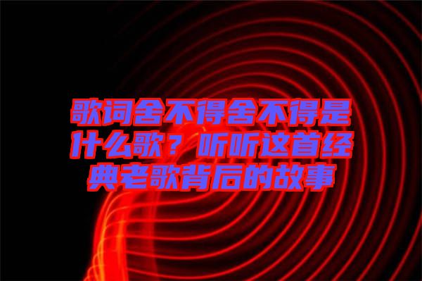 歌詞舍不得舍不得是什么歌？聽聽這首經(jīng)典老歌背后的故事