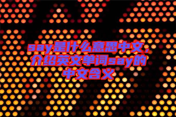 say是什么意思中文，介紹英文單詞say的中文含義