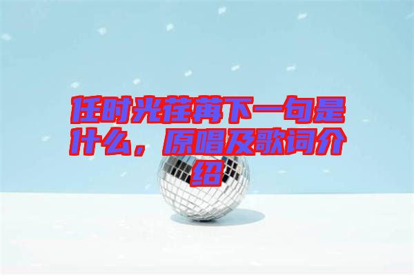 任時光荏苒下一句是什么，原唱及歌詞介紹