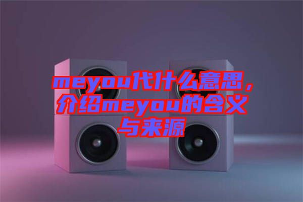 meyou代什么意思，介紹meyou的含義與來源