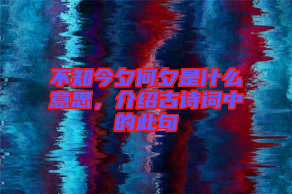 不知今夕何夕是什么意思，介紹古詩詞中的此句