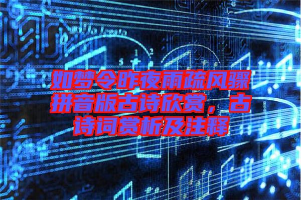 如夢(mèng)令昨夜雨疏風(fēng)驟拼音版古詩欣賞，古詩詞賞析及注釋