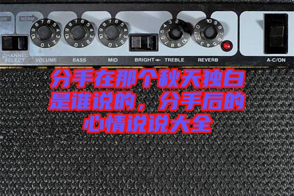 分手在那個秋天獨白是誰說的，分手后的心情說說大全