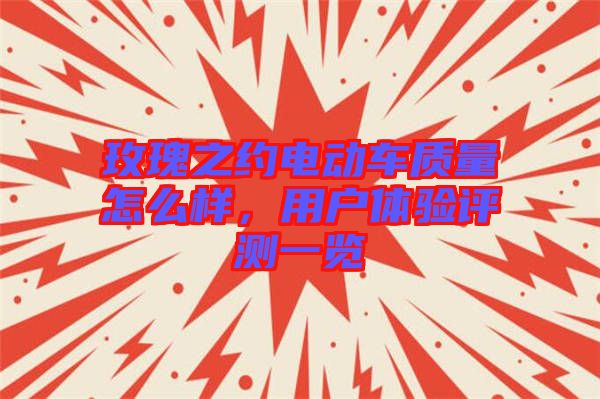 玫瑰之約電動車質(zhì)量怎么樣，用戶體驗(yàn)評測一覽