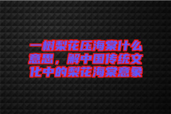 一樹梨花壓海棠什么意思，解中國傳統(tǒng)文化中的梨花海棠意象