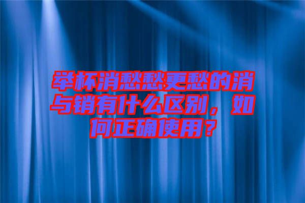 舉杯消愁愁更愁的消與銷(xiāo)有什么區(qū)別，如何正確使用？