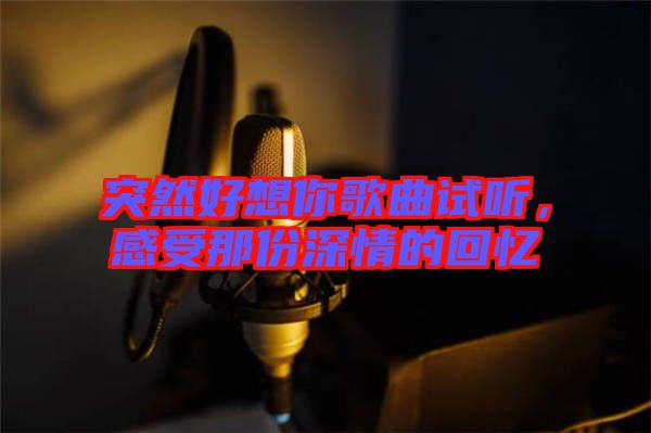 突然好想你歌曲試聽(tīng)，感受那份深情的回憶