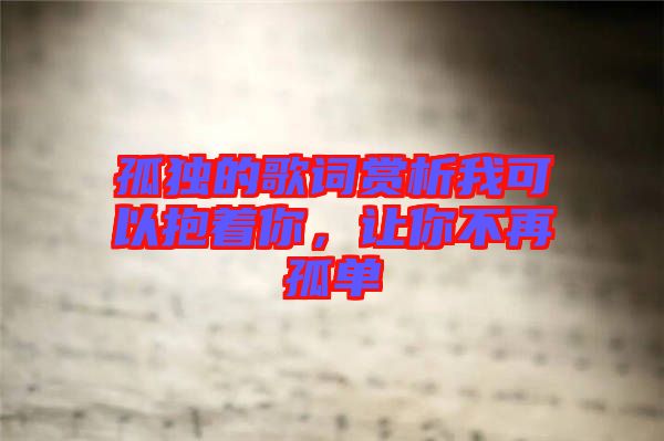 孤獨(dú)的歌詞賞析我可以抱著你，讓你不再孤單