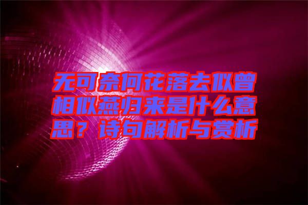 無可奈何花落去似曾相似燕歸來是什么意思？詩句解析與賞析