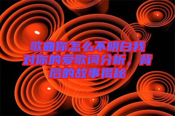 歌曲你怎么不明白我對你的愛歌詞分析，背后的故事揭秘