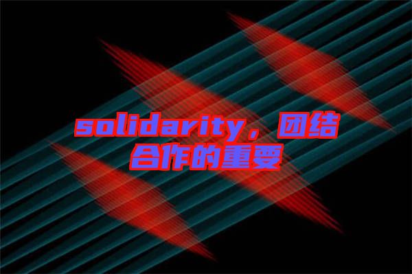 solidarity，團結合作的重要