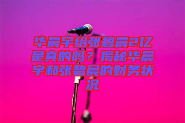 華晨宇給張碧晨2億是真的嗎？揭秘華晨宇和張碧晨的財務狀況
