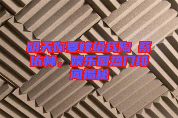 明天你要嫁給我陶喆蔡依林，娛樂圈熱門緋聞揭秘