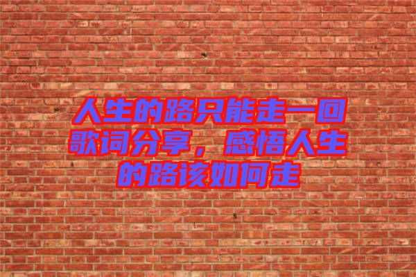 人生的路只能走一回歌詞分享，感悟人生的路該如何走