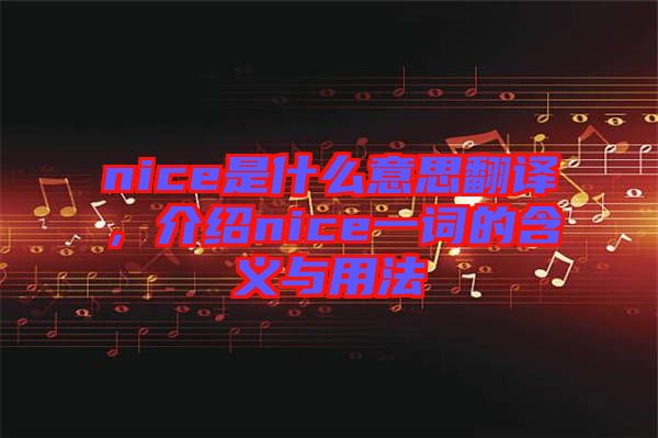 nice是什么意思翻譯，介紹nice一詞的含義與用法