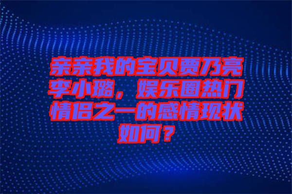 親親我的寶貝賈乃亮李小璐，娛樂圈熱門情侶之一的感情現(xiàn)狀如何？