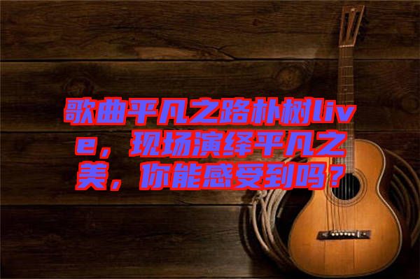 歌曲平凡之路樸樹live，現(xiàn)場演繹平凡之美，你能感受到嗎？