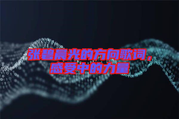 張碧晨光的方向歌詞，感受中的力量