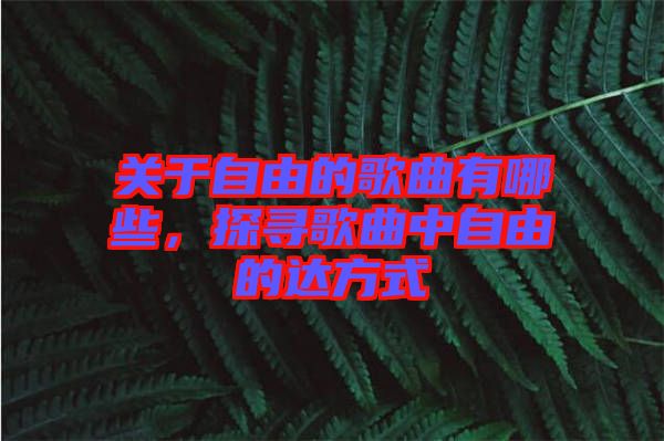 關(guān)于自由的歌曲有哪些，探尋歌曲中自由的達(dá)方式