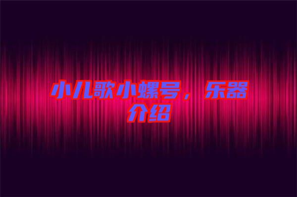 小兒歌小螺號，樂器介紹