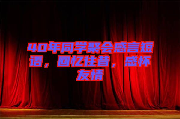 40年同學聚會感言短語，回憶往昔，感懷友情