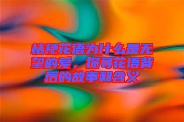 桔梗花語為什么是無望的愛，探尋花語背后的故事和含義