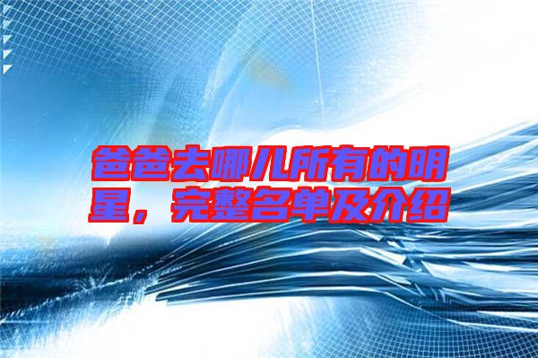 爸爸去哪兒所有的明星，完整名單及介紹