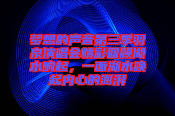 夢(mèng)想的聲音第三季羽泉演唱會(huì)精彩回顧湖水響起，一面湖水喚起內(nèi)心的澎湃