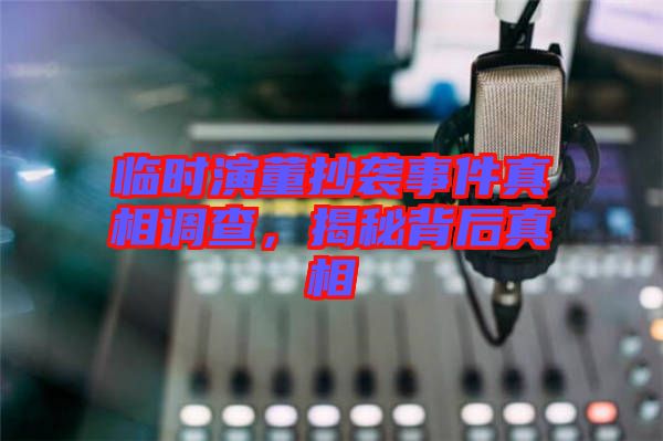 臨時(shí)演董抄襲事件真相調(diào)查，揭秘背后真相
