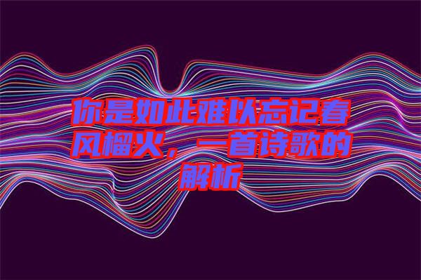 你是如此難以忘記春風(fēng)榴火，一首詩(shī)歌的解析