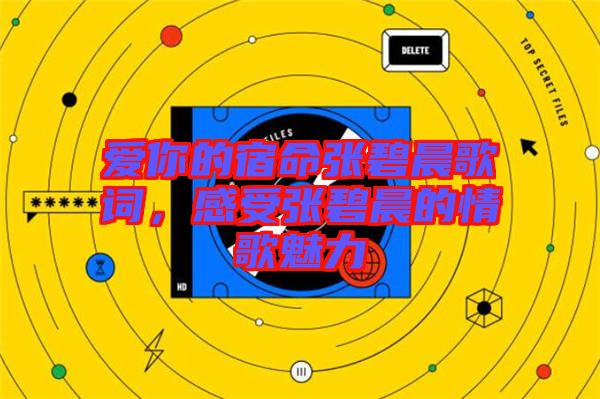 愛你的宿命張碧晨歌詞，感受張碧晨的情歌魅力