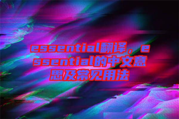 essential翻譯，essential的中文意思及常見用法