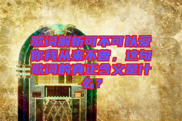 歌詞解析可不可以愛你我從來不曾，這句歌詞的真正含義是什么？