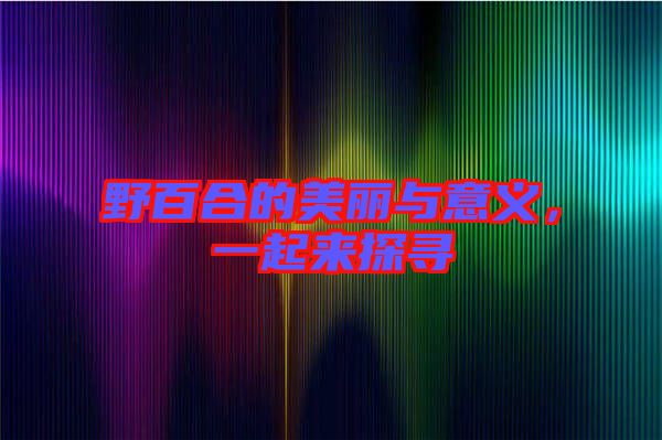 野百合的美麗與意義，一起來探尋