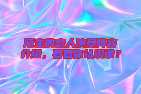 陌生的戀人演員陣容介紹，看看你認(rèn)識(shí)誰(shuí)？