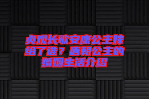 貞觀長歌安康公主嫁給了誰？唐朝公主的婚姻生活介紹