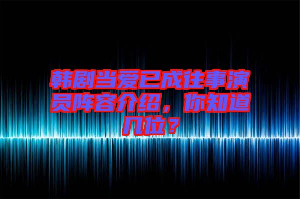 韓劇當(dāng)愛已成往事演員陣容介紹，你知道幾位？