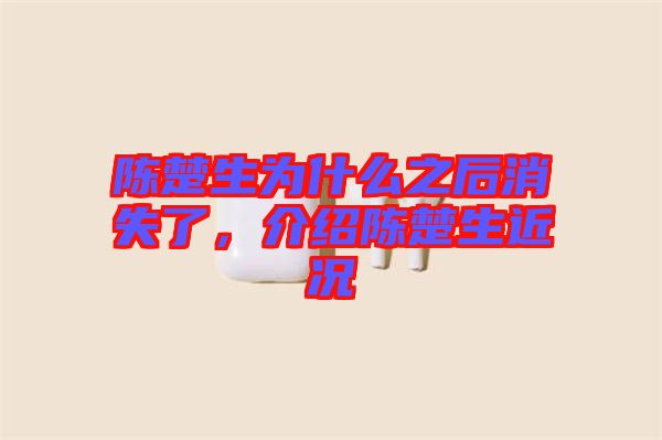 陳楚生為什么之后消失了，介紹陳楚生近況