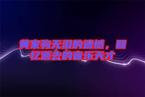 黃家駒無淚的遺憾，回憶逝去的音樂天才