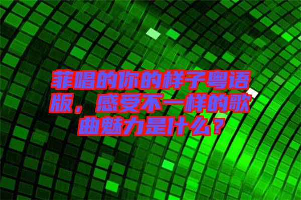 菲唱的你的樣子粵語版，感受不一樣的歌曲魅力是什么？