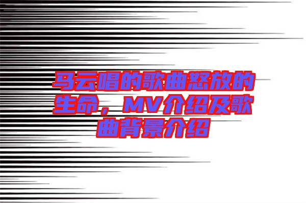 馬云唱的歌曲怒放的生命，MV介紹及歌曲背景介紹