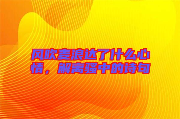 風(fēng)吹麥浪達(dá)了什么心情，解離騷中的詩(shī)句